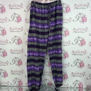 Pants elephants Thailand India classic harem Purple and Black Women's Pants
